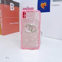 Ốp IP X lưng Đính Chanel kèm lót thạch anh hồng