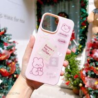 Ốp iPhone 12/12 Pro giả da dẻo Thỏ Get rich