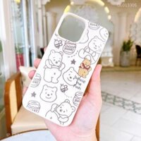 **Ốp iPhone 12/12 Pro giả da dẻo nhiều gấu Pooh