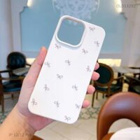 **Ốp iPhone 12/12 Pro giả da dẻo nhiều nơ nền kem