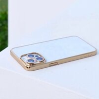 Ốp Iphone mạ Crom cao cấp lưng trong viền vàng chống ố màu cho Iphone 12promax/13/13pro/13promax/14/plus/pro/promax