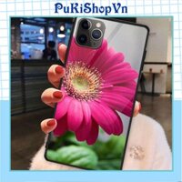 ỐP IPHONE, SAMSUNG TRÁNG GƯƠNG  BÔNG HOA ĐỒNG TIỀN HỒNG ĐẬM - PUKISHOPVN