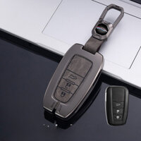 Ốp khóa xe viền kim loại mặt da bò hãng xe Toyota Cross,Corola,Camry 3 nút thông minh 2 màu xám, nâu bò