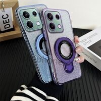 Ốp khung sang trọng Xiaomi Redmi NOTE 13 PRO PRO + 4G 5G Vỏ điện thoại di động mạ điện Vỏ mềm chống rơi viền bao gồm tất cả các cạnh có giá đỡ từ tính bằng kim loại tròn