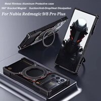 Ốp Kim Loại Nam Châm Không Vành Cho ZTE Nubia Red Magic 10 9 9s Pro plus 8 8S Hợp Kim Nhôm Cản 360° Vòng xoay Giá đỡ sạc