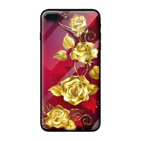 Ốp kính cho iPhone 7 Plus mẫu NỀN ĐỎ HOA 3 - Hàng chính hãng