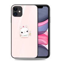 Ốp kính cường lực cho điện thoại iPhone 11 - Cute Cartoon Cat MS CTCC021