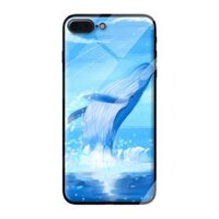 Ốp kính cường lực cho iPhone 7 Plus mẫu cá voi xanh 1 - Hàng chính hãng