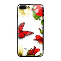 Ốp kính cường lực cho iPhone 8 Plus mẫu BƯỚM ĐỎ 1 - Hàng chính hãng