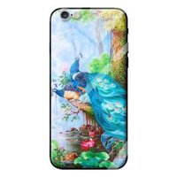 Ốp kính cường lực cho iPhone 6s Plus mẫu chim công cặp 1 - Hàng chính hãng