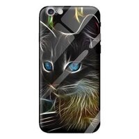 Ốp kính cường lực cho iPhone 6s mẫu MÈO ĐEN 1 - Hàng chính hãng