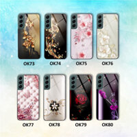 Ốp kính Samsung S22 / S22 Ultra hoa lá nhiều màu sắc bóng bẩy sang trọng .