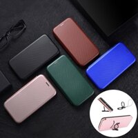 Ốp Lật Cho Case for Samsung Galaxy M54 M34 M14 M15 M35 M55 A06 A16 A26 A36 A56 A05 A05s A15 A25 A35 A55 A34 A54 5G A14 LTE Carbon Fibre PU Magnetic Cover With Card Holder Sợi Vỏ Từ Tính Có Hộp Đựng Thẻ Vỏ TPU Mềm Điện Thoại
