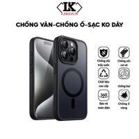 Ốp Likgus Nhám Hỗ Trợ Sạc cho iPhone 16 Pro Max 12-13-14-15 Plus - Lưng Chống Vân - Viền Màu