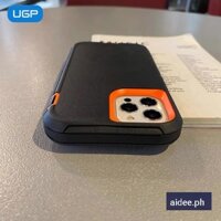 Ốp lưng 3 In1 dày màu đen và cam 2021 cho Iphone mới 13 12 11 Pro Max Xs Xr 7 8 Plus Vỏ sáng tạo chống sốc