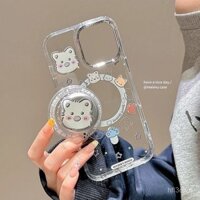 Ốp lưng bạc khung West Highland từ tính tương thích với iPhone 16 Pro Max 15/Chống sốc 13/Ốp mềm chống sốc 14 Plus 12 lỗ lớn 11 hoạt hình 8 dễ thương x UNQ3