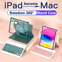 Ốp Lưng Bàn Phím Cho IPad 2025 11th Gen A16 Air 4 5 10.9 10TH Air 7 6 5TH 9.7 8 9 10.2 PRO 11 2022 2021 360° Vỏ bàn phím Acrylic trong suốt xoay có giá đỡ bút chì