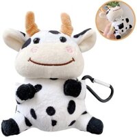 Ốp lưng búp bê sang trọng Tương thích với Airpods, Vỏ bọc lông mềm mại hình con heo con dễ thương có móc khóa (Airpods 1 &amp; 2, Bò Dễ Thương)