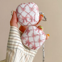 Ốp lưng ca rô nơ màu hồng dễ thương Hàn Quốc cho Samsung Galaxy Buds FE Buds 2 Pro Vỏ tai nghe cho Galaxy Buds Live 2Pro có móc