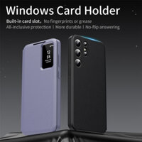 Ốp Lưng Cho Galaxy S25 + S25Ultra S24 + S24Ultra ⭐Vỏ điện thoại bằng da cửa sổ thông minh⭐Khe cắm thẻ Vỏ chống sốc Samsung