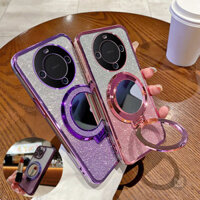 Ốp Lưng Cho Huawei Mate 60 50 40 30 10 Pro P70 P60 P50 P40 P30 Pro P30Lite Gương Sang Trọng Mạ Từ Đứng Lấp Lánh Vỏ Mềm