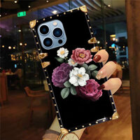 Ốp Lưng Cho Iphone 15 Pro Max 14 13 12 11 Pro Max XS XR 8 7 6 Plus Thời Trang Đẹp Hoa Mẫu Đơn Vuông Vỏ Điện Thoại Vỏ Bảo Vệ