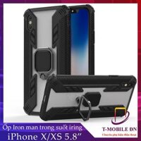 Ốp lưng cho iPhone 7 8 6 6s Plus X XR XS Max 11 Pro Max SE 2020 iRON MAN nhẫn xoay TRONG SUỐT chống sốc - XXS 5.8 - Đỏ