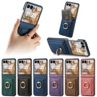 Ốp Lưng Cho Motorola Moto Razr 40 50 Ultra Ốp lưng Họa Tiết Da Vintage Siêu Mỏng Ốp Lưng Có Nhẫn