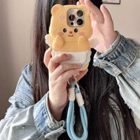 Ốp Lưng Cho OPPO A78 A58 5G A77S A57 A77 2022 4G A74 A54 A55 A16 Ốp Điện Thoại TPU Mềm 3D Hoạt Hình Dễ Thương Gấu Bơ Vỏ Bảo Vệ Silicon Chống Rơi Có Dây Buộc