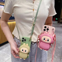 Ốp Lưng Cho OPPO A79 A98 5G A77S A57 A77 4G 2022 A95 A94 A74 A54 A55 A96 A76 A36 A92 Ốp Điện Thoại TPU Mềm 3D Hoạt Hình Dễ Thương Labupu Thẻ Ví Silicon Bảo Vệ Có Dây Buộc