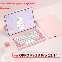 Ốp Lưng Cho OPPO Pad 3 Pro 12.1 "2024 Với Bàn Phím Có Thể Tháo Rời Bàn Phím Không Dây Bao Da PU Bàn Phím Máy Tính Bảng Đứng Funda