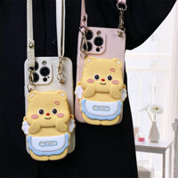 Ốp Lưng Cho OPPO Reno13 5G Reno 13F 13 13Pro Find X8 Pro Realme C75 4G 14X Note60 Ốp Điện Thoại TPU Mềm 3D Hoạt Hình Dễ Thương Ví Đựng Tiền Xu Gấu Bơ Vỏ Bảo Vệ Silicon Có Dây Buộc