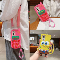 Ốp Lưng Cho OPPO Reno13 5G Reno 13 13Pro 13F Realme C75 14X 4G GT Neo5 Neo7 Ốp Điện Thoại TPU Mềm 3D Hoạt Hình Dễ Thương Maggie Monster Spongebob Silicone Vỏ Bảo Vệ Có Dây Buộc
