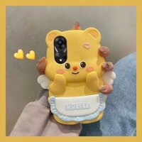 Ốp Lưng Cho OPPO Reno8T Reno12 Reno11 5G Reno 8T 11 11Pro 10 10Pro 12 12Pro 9 9Pro 8 5 R15 Pro R11S Ốp Điện Thoại TPU Mềm 3D Hoạt Hình Dễ Thương Gấu Bơ Vỏ Bảo Vệ Silicon Chống Rơi Có Dây Buộc