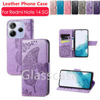 Ốp Lưng Cho Redmi Note 14 1 4 pro plus 14pro 14pro + 14proplus Note14 Note14pro 4G 5G Tấm Hoa Da Lật Vỏ Điện Thoại Khe Cắm Thẻ Ví Chống Sốc Giá Đỡ Vỏ Bảo Vệ