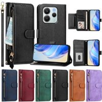 Ốp Lưng Cho Redmi Note 14 Pro 14C Xiaomi 15 Ultra 14 Pro 14T Poco X7 M7 Pro 5G C75 Dây Kéo Lật Ví Tích Hợp Chân Đế Bảo Vệ