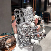 Ốp Lưng Cho Samsung Galaxy A52 A52S A32 A22 A12 A51 A02 A02S A03 A03S A03Core Bling Kim Cương Bướm Gương Đứng Giá Đỡ Silicon Mềm Vỏ Điện Thoại Có Vòng Tay