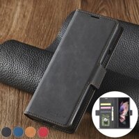 Ốp lưng cho Samsung Galaxy Z Fold3 Fold4 5G Fold 3 4 Flip Case Vỏ da giả Ví từ tính cổ điển có khe cắm thẻ Giá đỡ ảnh PC cứng Ốp lưng Vỏ đứng