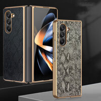 Ốp Lưng Cho Samsung Galaxy Z Fold6 Fold5 Cổ Điển Họa Tiết Rắn Da Mạ Điện PC Edge Chống Rơi Vỏ Điện Thoại