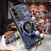 Ốp Lưng Cho Samsung Galaxy Note 20 Ultra 10 Plus A51 A02 A02S A03 A03S A03Core Long Lanh Giá Đỡ Từ Tính Chống Sốc Hoa Mềm Vỏ Điện Thoại Có Dây Đeo