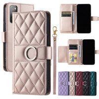 Ốp lưng cho Samsung S25 s24 S23 S22 S21 Ultra S20 FE s24 + Vỏ ví da có đế lật vàng hồng