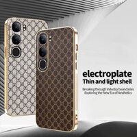 Ốp Lưng Cho Vivo V40 Lite Sang Trọng Cổ Điển Da Thời Trang TPU Mạ Điện Cạnh Chống Sốc Vỏ Điện Thoại