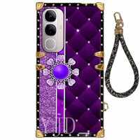 Ốp Lưng Cho Vivo V40 Lite Y19S Y29 Y300 Thời Trang Cổ Điển Màu Tím Dòng Tay Dây TPU Chống Rơi Điện Thoại