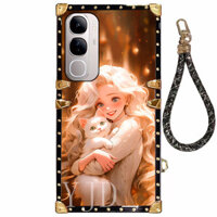 Ốp Lưng Cho Vivo V40 Lite Y19S Y29 Y300 Phong Cách Cô Gái Dây Tay Cạnh Thẳng TPU Chống Rơi Vỏ Điện Thoại