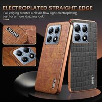 Ốp Lưng Cho Xiaomi 14 Ultra 13T 14T Redmi Note 13 14 Pro Ốp Điện Thoại Họa Tiết Cá Sấu Viền Mạ Điện Siêu Mỏng Ốp Lưng