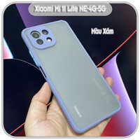 Ốp lưng cho Xiaomi Mi 11 Lite NE-4G-5G nhám viền màu che camera - Xám