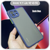 Ốp lưng cho Xiaomi Mi 11 Lite NE-4G-5G nhám viền màu che camera - Xanh Đen