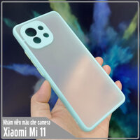 Ốp lưng cho Xiaomi Mi 11 nhám viền màu che camera - Xanh Ngọc