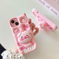 Ốp Lưng Cho Xiaomi Poco X3 NFC M6Pro Redmi 13C Note13 Pro 4G Note14 Vỏ Điện Thoại TPU Mềm 3D Hoạt Hình Dễ Thương Bowknot Piggy Vỏ Bảo Vệ Silicon Chống Rơi Có Giá Đỡ