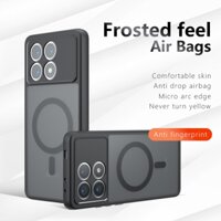 Ốp Lưng Cho Xiaomi Redmi K70 Pro K70Pro 23117RK66C 23113RKC6C Ốp Điện Thoại Sang Trọng Trong Suốt Mờ Túi Khí Bốn Góc Chống Sốc Vỏ Sạc Không Dây Từ Tính Không Bao Giờ Màu Vàng